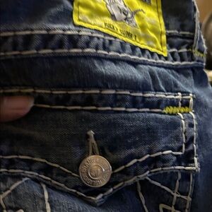 True Religion Men's Denim Jeans with Neon Highlights